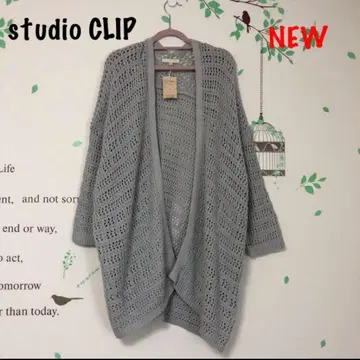 446 새상품 스튜디오 클립 시스루 니트 돌먼 가디건