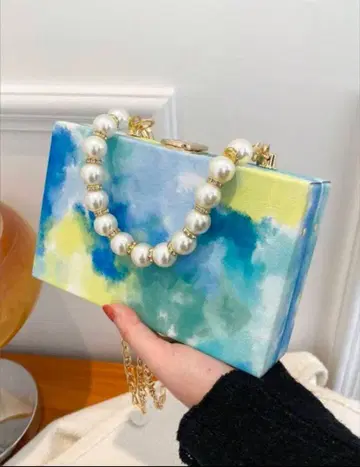 수채화풍 숄더백 캐주얼 엘레강트 아트 블루 컴팩트