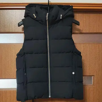 후드 부착 블랙 여성용 다운 베스트 L