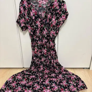 꽃무늬 반팔 무릎 기장 원피스 패션 [ M ]