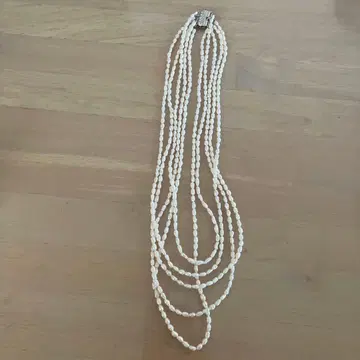 담수 진주 다중 목걸이 실버 클로징