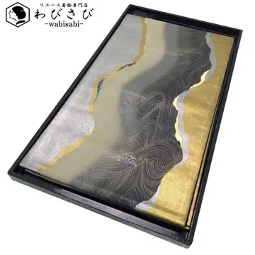 후쿠로 오비 나전 작가 후지모토 류지 나선형 무늬 금은박 O-4726