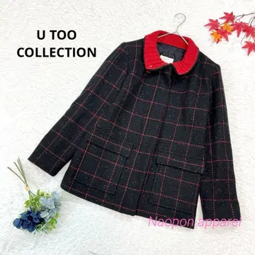 유투 컬렉션 캐시미어 100% 체크 무늬 코트 M 컬러풀 네프 혼방