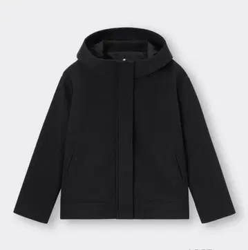 GU 니트 멜톤 숏 후디 코트 블랙 S