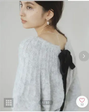 vis 미사용 새상품 택 포함 리본 포함 그레이 긴팔 니트 스웨터