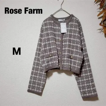 새상품/Rose Farm 고급/체크 니트 가디건/숏 기장/가을/겨울
