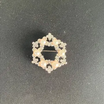 브로치 펜던트 탑 K14 화이트 골드 다이아몬드 펄