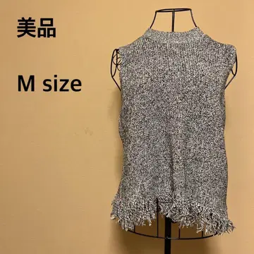 [ 새상품급 ] 슬리브리스 니트/베스트/상의/면 100%/그레이/믹스