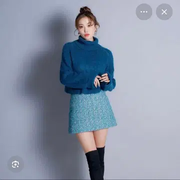 셰리에 sheller 자카드 트위드 큐롯 그린