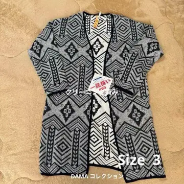 클리닝 완료 DAMA 컬렉션 기하학 패턴 니트 가디건 size 3