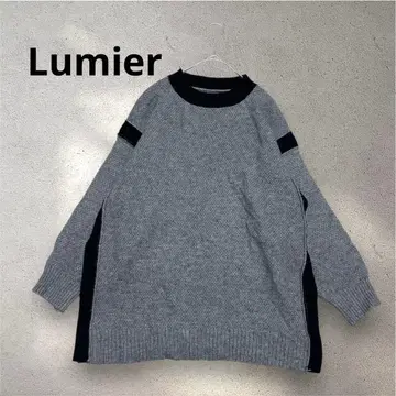 Lumier/ 사이드 슬릿 바이컬러 오버 니트