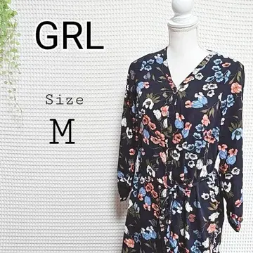 GRL 꽃무늬 M 사이즈 긴팔 셔츠 원피스