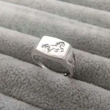 반지 15호 S925 각인 있음 실버 말 조각 스퀘어 반지
