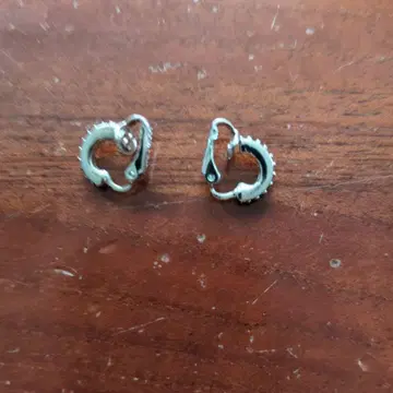 실버 후프 귀찌 다이아몬드