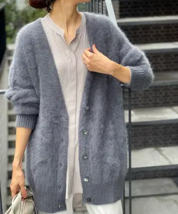 고급 BEARDSLEY 비어즐리 FOX 캐시미어 가디건 차콜 그레이