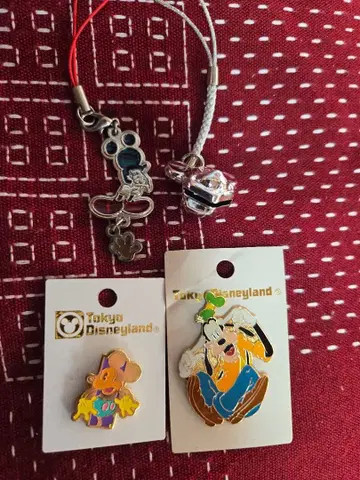 도쿄 디즈니랜드 핀 배지 세트 키링 레트로