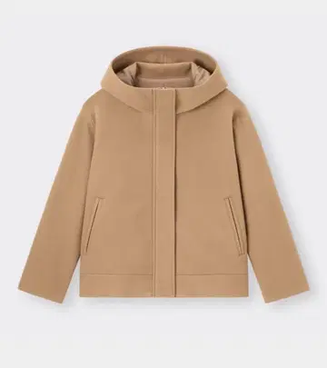 니트 멜톤 숏 후디 코트 베이지 S