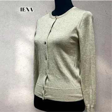 이에나 IENA 울 라메 가디건 울 100% 긴팔 겉옷 베이지