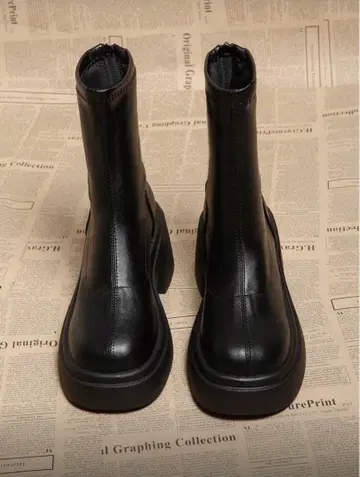 블랙 통굽 숏부츠 지퍼 포함 *가을/겨울 신상, 파티용