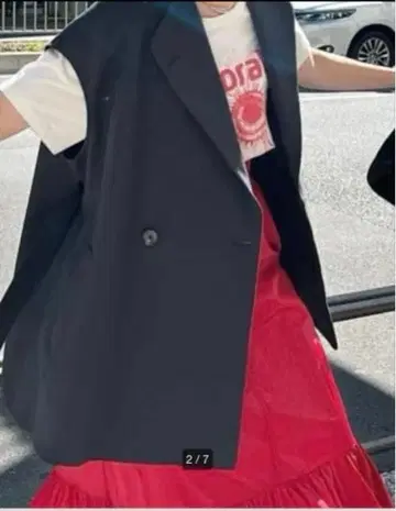 COCO DEAL 스트레치 케이프 베스트 네이비