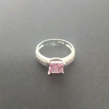 반지 11호 925 각인 있음 핑크 스톤 스퀘어 컷