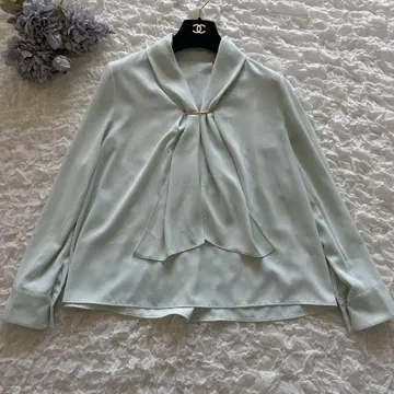 PLST 조젯 메탈 부품 블라우스 민트 그린 입학식