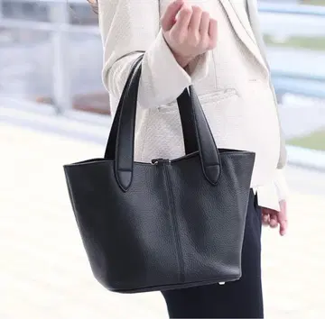 천연 가죽 블랙 핸드백 미니 토트 백 여성용