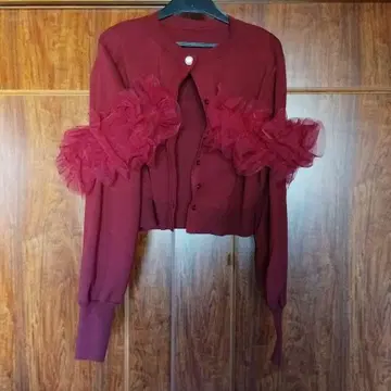 eimy istoire 프릴 와인 레드 가디건