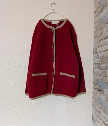 택 포함 NECESSARY 노카라 울 자켓 빨간색