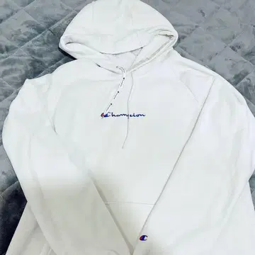 Champion 화이트 후드 부착 후드티 M 사이즈