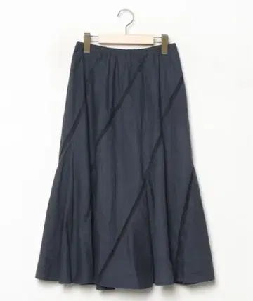 누키테파 NE QUITTEZPAS 포플린 레이스 플레어 스커트 네이비