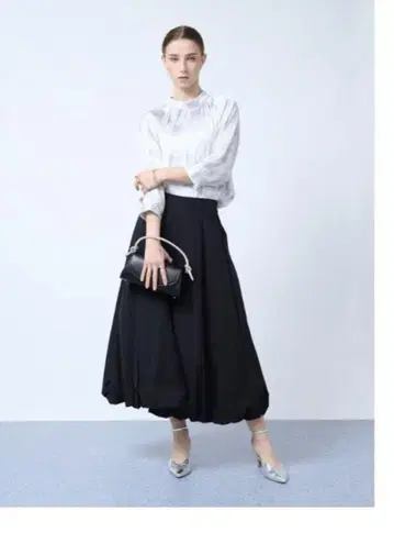 야마다야 Aga 플레어 롱 타프타 벌룬 스커트