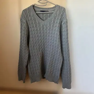 나노 유니버스 그레이 케이블 짜임 V넥 스웨터 XL