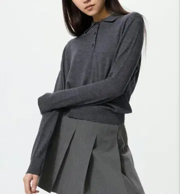 UNIQLO 유니클로 메리노 폴로 스웨터 Gray 그레이 S 사이즈