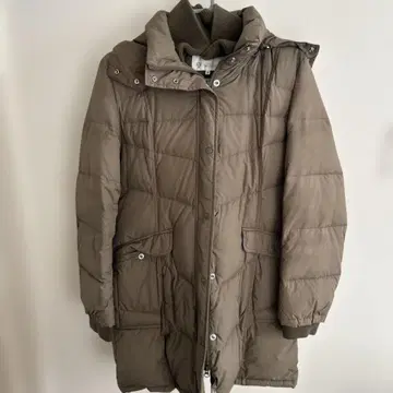 다운 80% 후드 부착 브라운 다운 자켓