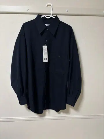 유니클로 U 트윌 워크 오버 사이즈 셔츠 네이비