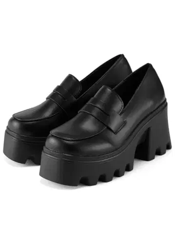 통굽 블랙 로퍼