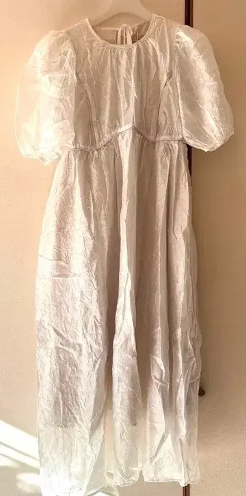 JUMELLE 퍼프 슬리브 롱 원피스 화이트