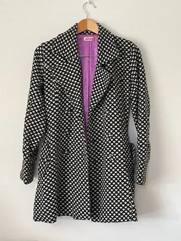 아냅 ANAP 하트 무늬 코트 허리 리본 포함 레트로 귀여운