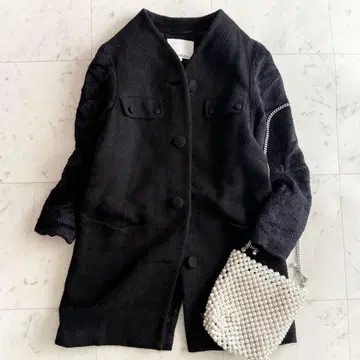 새상품급 스리 원 리 립 절개 울 코트 블랙