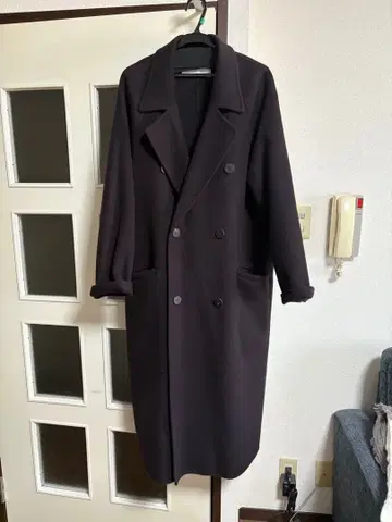 갤러리 바이 울 100% 더블 브레스트 롱 코트 36