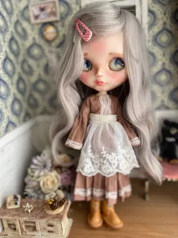 새상품 네오 브라이스 아이시 인형 사이즈 가발 웨이브 라이트 실버