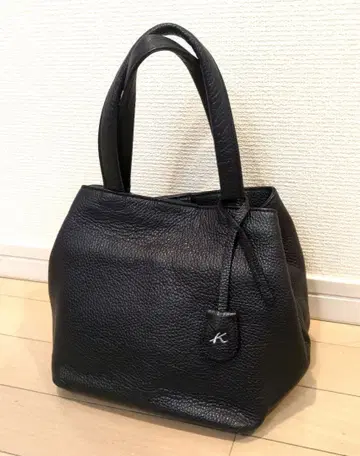 키타무라 슈링크 가죽 핸드백 다크 블루