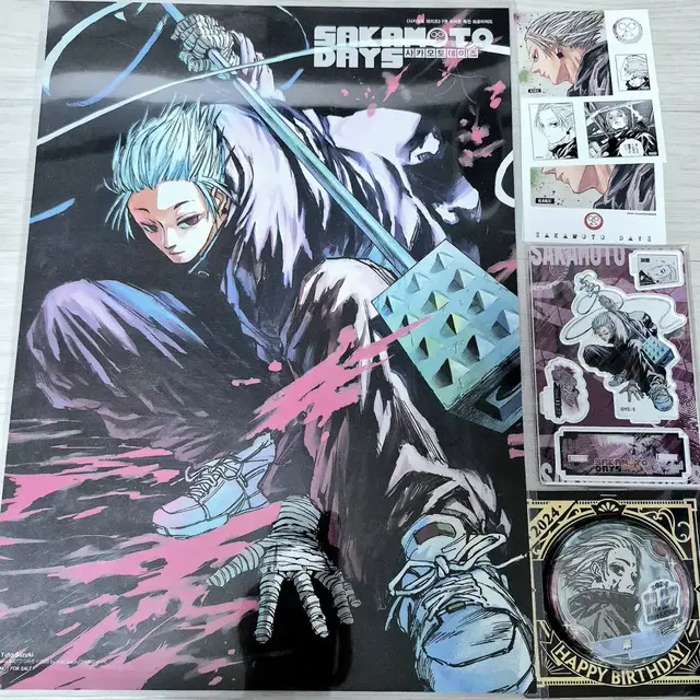 사카모토데이즈 가쿠 초판 코믹전 포스터 생일 아크릴스탠드 뱃지 스티커