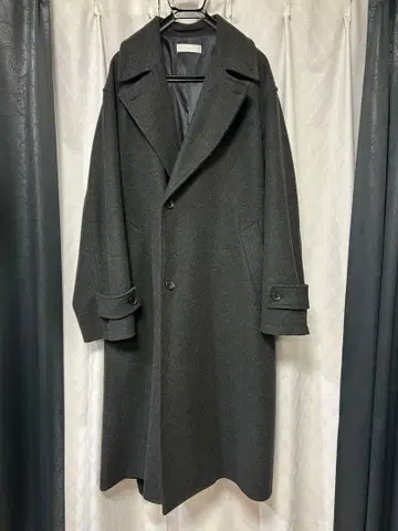 WYM 더블 체스터 코트 L 오버 사이즈 롱 기장 차콜