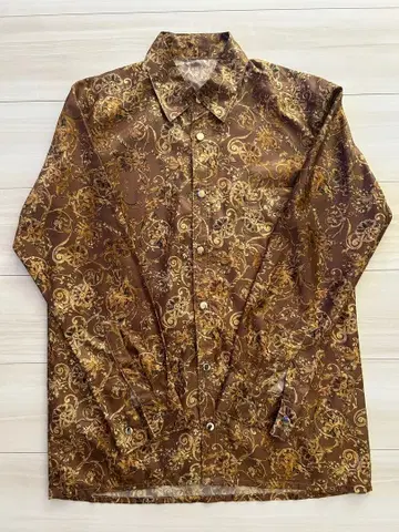브라운 꽃무늬 긴팔 셔츠