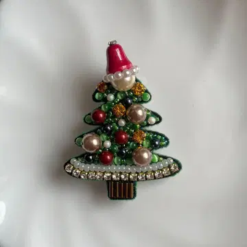 크리스마스 트리 브로치 비즈 자수 크리스마스 트리