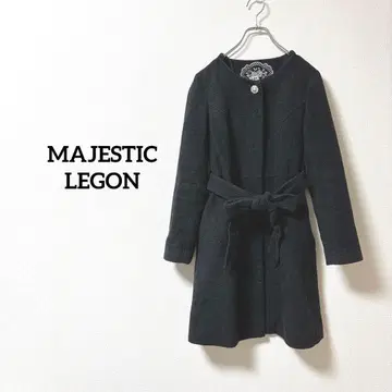 MAJESTIC LEGON 벨트 부착 노카라 코트 비쥬 그레이 [ M ]