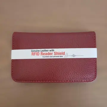 천연 가죽 RFID 리더 쉴드 카드 케이스 빨간색