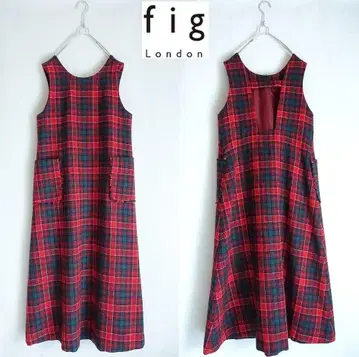 새상품급 fig 런던 피그 런던 타탄 체크 오버롤 스커트 F 빨간색 계열
